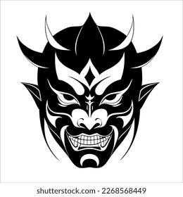 Cara de Demon - Dibujo en blanco y negro - Ilustración de tinta
