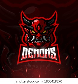 Diseño del logo de apoyo de mascota Demons