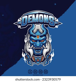Demons mascot logo template, Logo design esport.