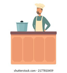 Demonstrate cook icon cartoon vector. Cooking class. Online food