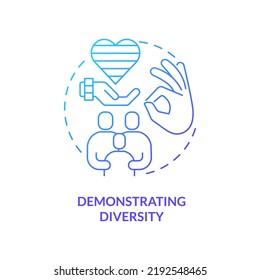 Demonstrating diversity blue gradient concept icon. Raising child. Benefit of same-gender parenting abstract idea thin line illustration. Isolated outline drawing. Myriad Pro-Bold fonts used