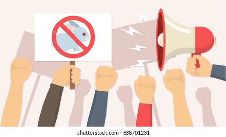 demonstration against animal testing flat design vector graphic