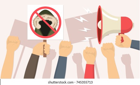 demonstration against fur vector flat design icon