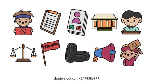 Demonstration Doodle Illustration Set Collection
