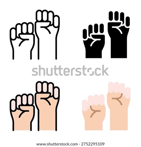 Demonstration icon collection of various styles for design branding, print and digital media