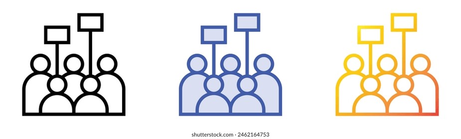 demonstration icon. Linear, Blue Fill and Gradient Style Design Isolated On White Background