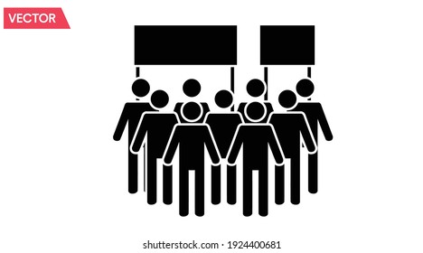 Demonstration Icon. Vector isolated illustration of a crowd, people or demonstration