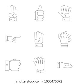 Demonstration icons set. Outline set of 9 demonstration vector icons for web isolated on white background