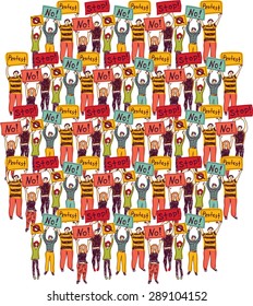 Demonstration of protest crowd people isolated color
Big group of protest people. Isolated Color vector illustration on white.