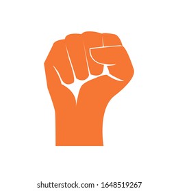 Demonstration, revolution, protest raised arm fist with Fight for Your Rights caption. Arm silhouette isolated on the white background. Vector stock icon flat illustration. 