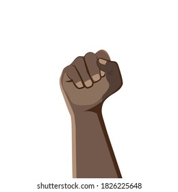 Demonstration, revolution, protest raised. Clenched fist held in protest. Symbol of freedom, fight, revolution, unity, strength and struggle. Simple basic illustration