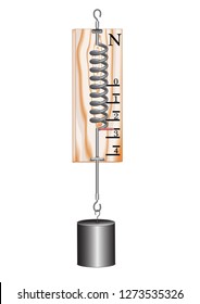 A demonstration school dynamometer that shows the strength of the action, the force is measured in Newtons.