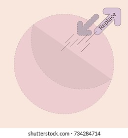 Demonstration of sticker replacement, can use as element or symbol. Vector illustration.