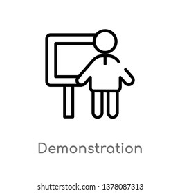 demonstration vector line icon. Simple element illustration. demonstration outline icon from people concept. Can be used for web and mobile