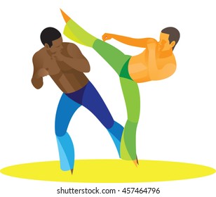 demonstrations of two fighters of the Brazilian national martial art Capoeira