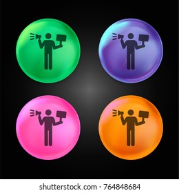 Demonstrator crystal ball design icon in green - blue - pink and orange.