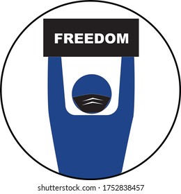 Demonstrator wearing a mask (vector icon)
