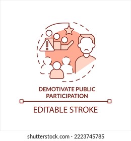 Demotivate Public Participation Terracotta Concept Icon. Low Social Activity Abstract Idea Thin Line Illustration. Isolated Outline Drawing. Editable Stroke. Arial, Myriad Pro-Bold Fonts Used