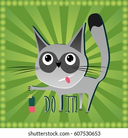 Demotivational card with a cat. template