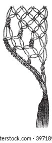 Dem-tooth to form a tassel on the border, vintage engraved illustration. Magasin Pittoresque 1869.