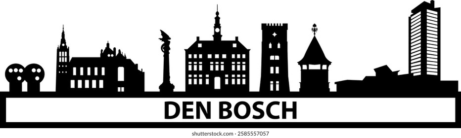 Den Bosch skyline silhouette background.