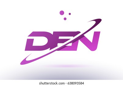 den d e n  alphabet letter logo combination purple pink creative text dots company vector icon design template