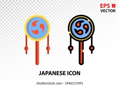 Den Den Daiko icon on transparent background. Japan symbol for your website design, logo, app, UI. Eps10 vector illustration.