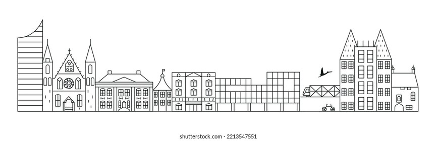 Den Haag city scape vector illustration