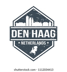 Den Haag Netherlands Travel Stamp Icon Skyline City Design Tourism. Passport Seal Vector.