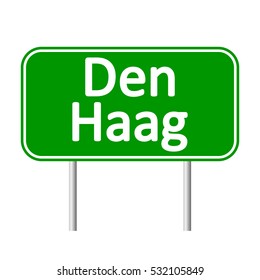 Den Haag road sign isolated on white background.