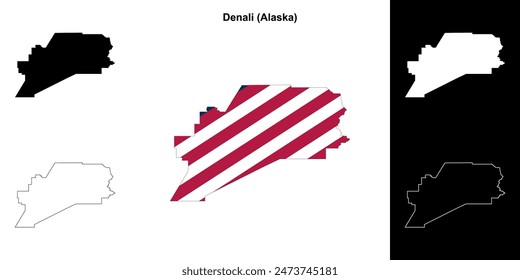 Denali Borough (Alaska) outline map set