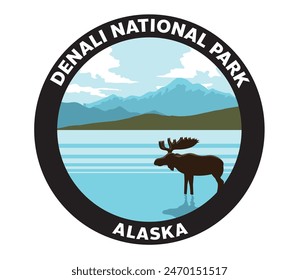 Denali National Park Alaska Vector Logo