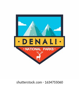 Denali National Park logo and badge useful for t-shirt design or stickers