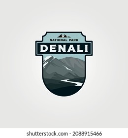 denali national park logo print vector symbol illustration design, vintage patch