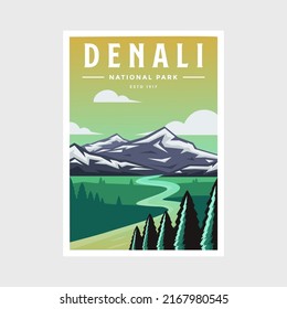 Denali National Park poster vector illustration design