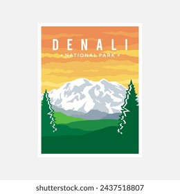 Denali National Park poster vector illustration design