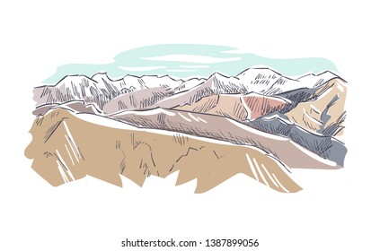 Denali national park vector sketch illustration usa nature 