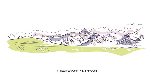 Denali national park vector sketch illustration usa nature 