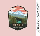 Denali national park vintage logo vector symbol illustration design