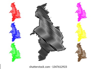 Denbighshire (United Kingdom, Wales, Cymru, Principal areas of Wales) map vector illustration, scribble sketch Denbighshire map