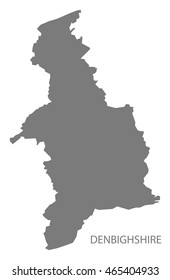 Denbighshire Wales Map grey