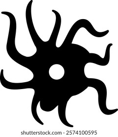 Dendrite Icon - Black Filled Style - Neuroscience Theme