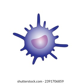 Dendritische Zelle des Immunsystems, angefärbte mikroskopische Zelle, Vektorgrafik.