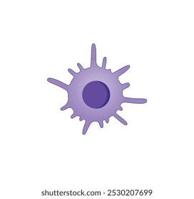 Dendritic cell of immune system, stained microscopic cell, vector illustration.