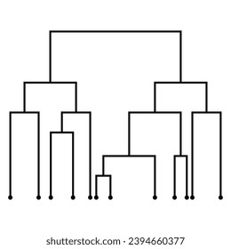Dendrogram diagram representing a tree. Hierarchical Cluster Analysis.