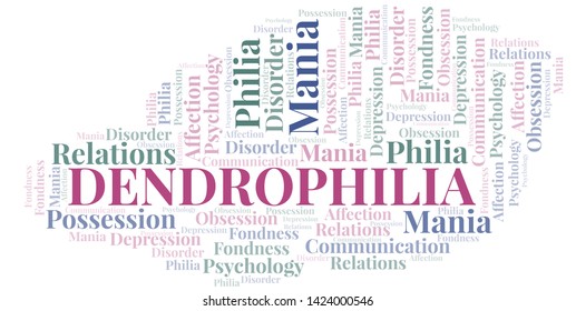 Dendrophilia word cloud. Type of Philia.
