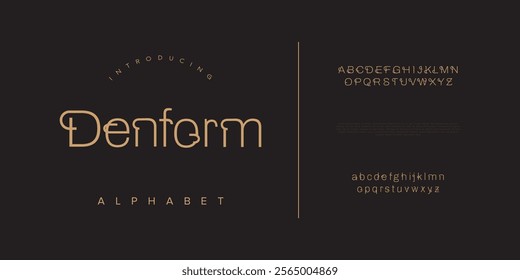 Denform creative modern geometric urban alphabet font. Digital abstract futuristic, game, techno, robot, music, logo, sport, minimal technology typography. Simple numeric vector illustration