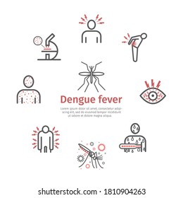 Dengue fever line icons set. Vector signs for web graphics.