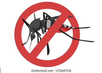 Dengue Fever Stop Concept ,vector Of Mosquito Sucking Blood, Illustration Of A Mosquito Full Of Blood