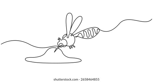Dengue mosquito continuous one line drawing, continuous Dengue mosquito. mosquito drawn in one line.  World Malaria Day. One line design vector illustration. single line vector illustration. 